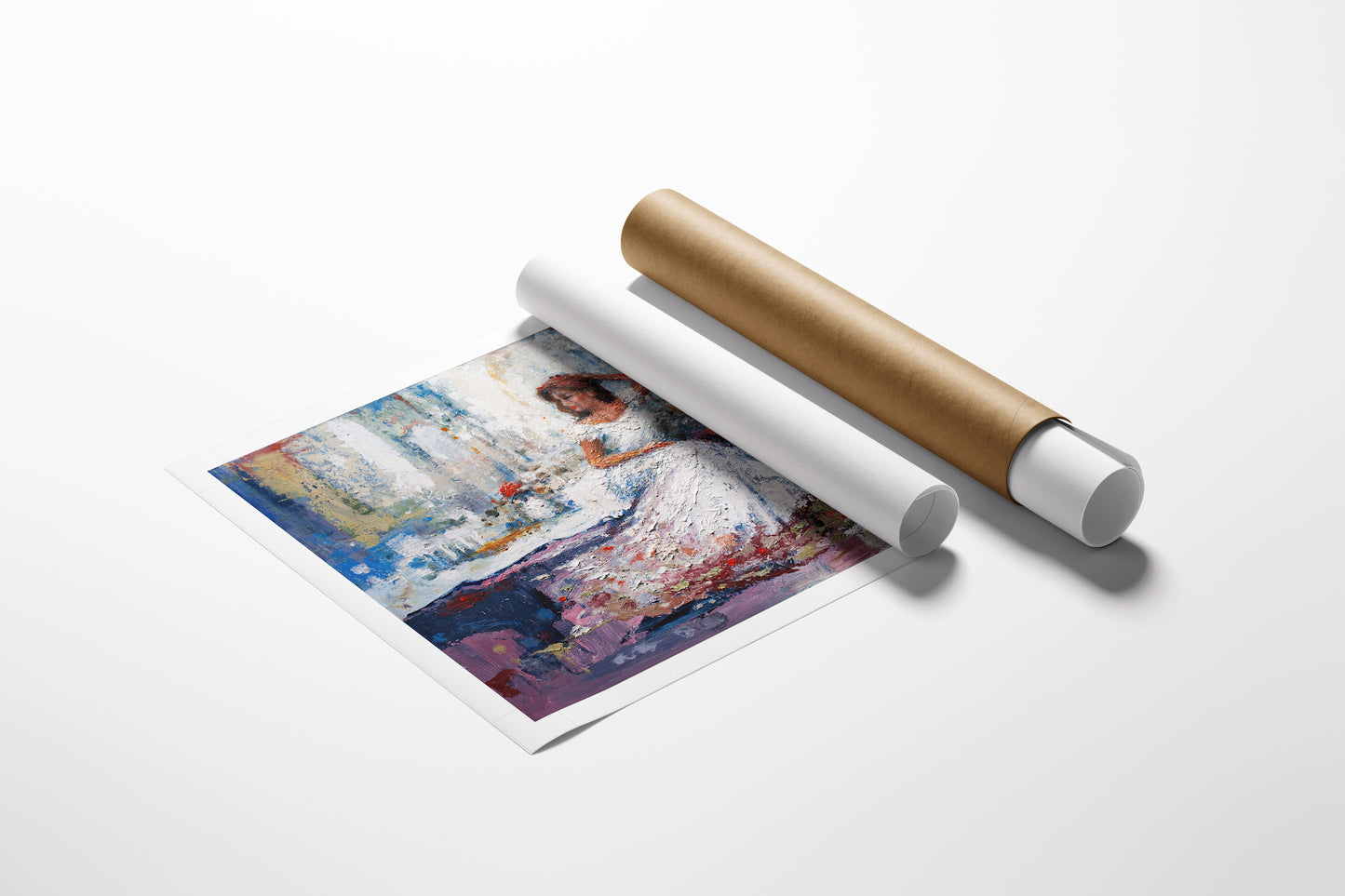 Limited edition fine art rolled canvas showing a rich, textured figurative painting with layered brushstrokes in blue,. - Impressionata/AP/#558 - Artist Proofs, Figurative AP, Rolled Canvas