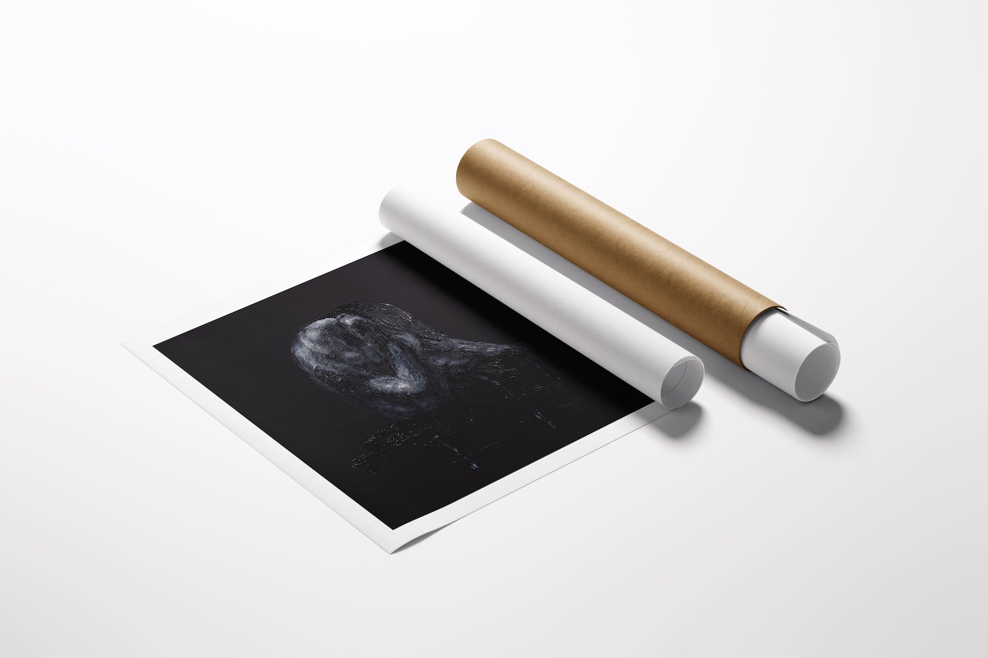 Limited gallery-level figurative fine art print on dark canvas, showcasing rich craftsmanship, displayed with protective. - Dark Secret (sculpture series)/AP/#575 - Artist Proofs, Figurative AP, Rolled Canvas