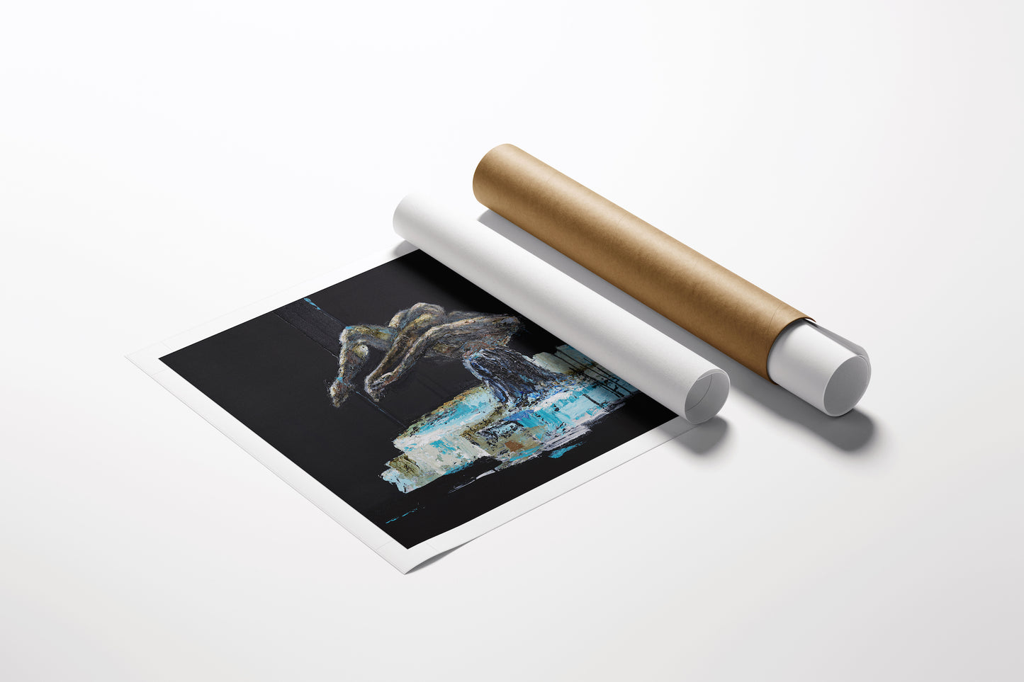 Limited edition gallery-level fine art print from the Waterfall sculpture series, featuring rich textures and detailed. - Waterfall (sculpture series)/AP/#576 - Artist Proofs, Figurative AP, Rolled Canvas