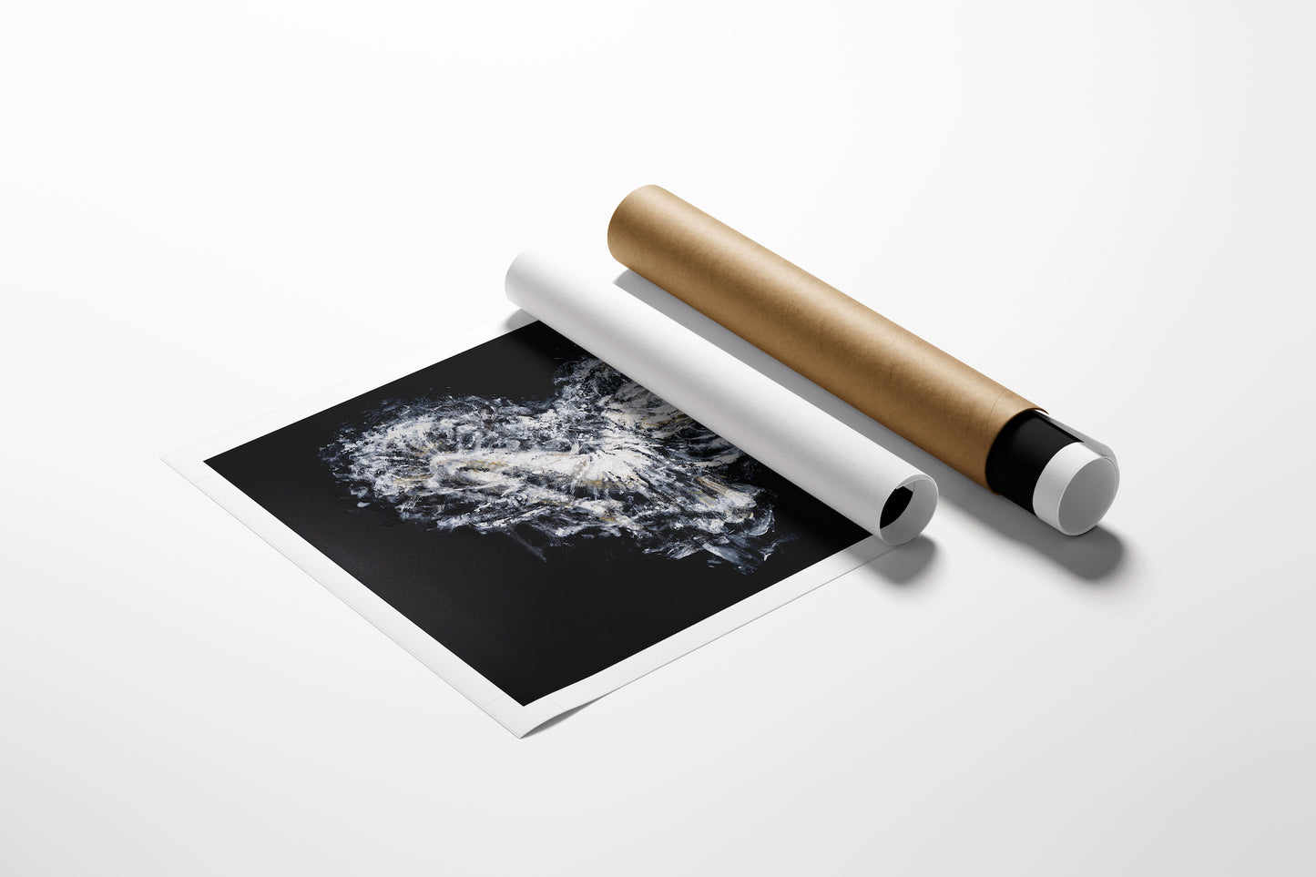 Limited edition fine art rolled canvas with rich black and white figurative design, showcasing gallery-level craftsmanship. - Heart of Darkness 2.0/AP/#597 - Artist Proofs, Figurative AP, Rolled Canvas