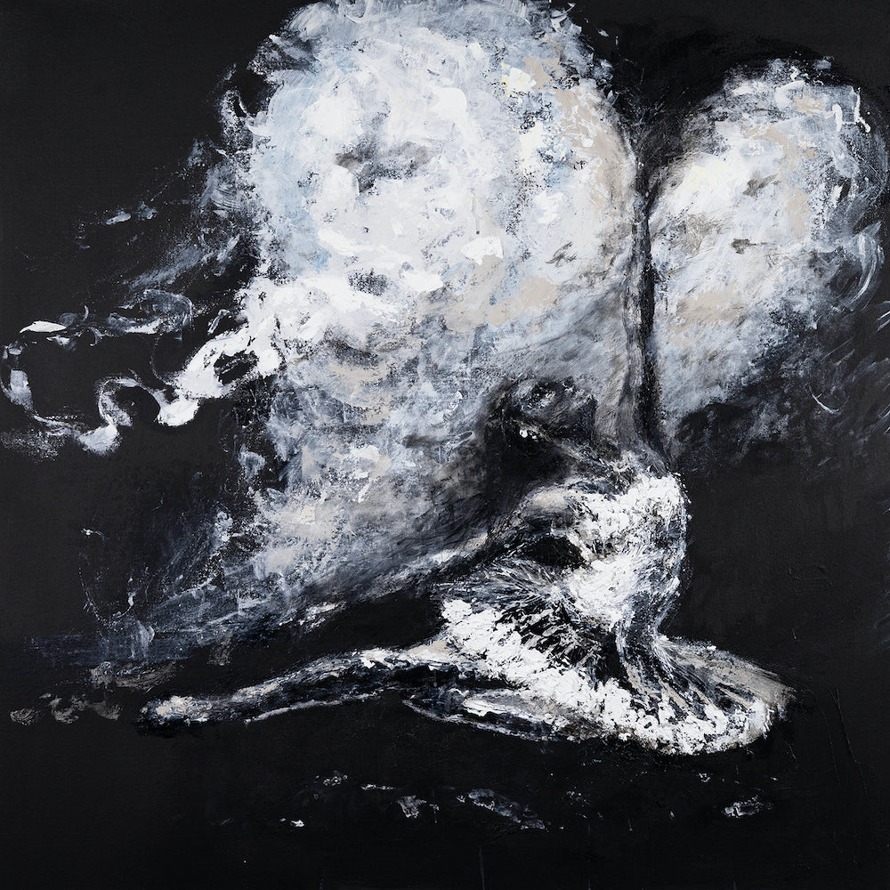 Limited fine art canvas featuring a dynamic black and white abstract dancer with rich texture and expert craftsmanship on a. - With All of My Heart/AP/#600 - Artist Proofs, Dancers AP, Figurative AP, Rolled Canvas