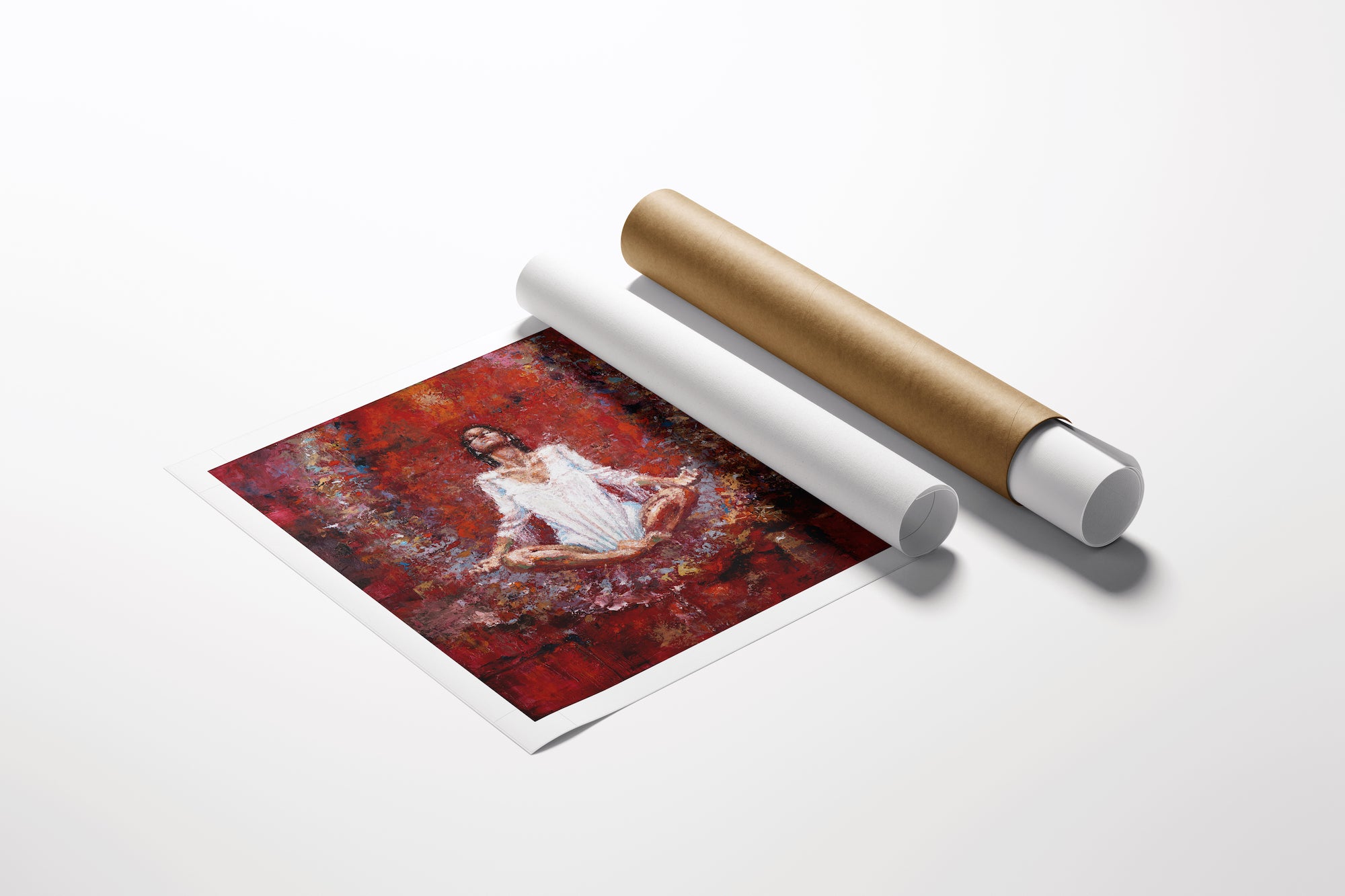 Limited edition fine art print on rolled canvas with rich red and brown tones, showcasing meticulous craftsmanship and. - Realm/AP/#607 - Artist Proofs, Figurative AP, Rolled Canvas