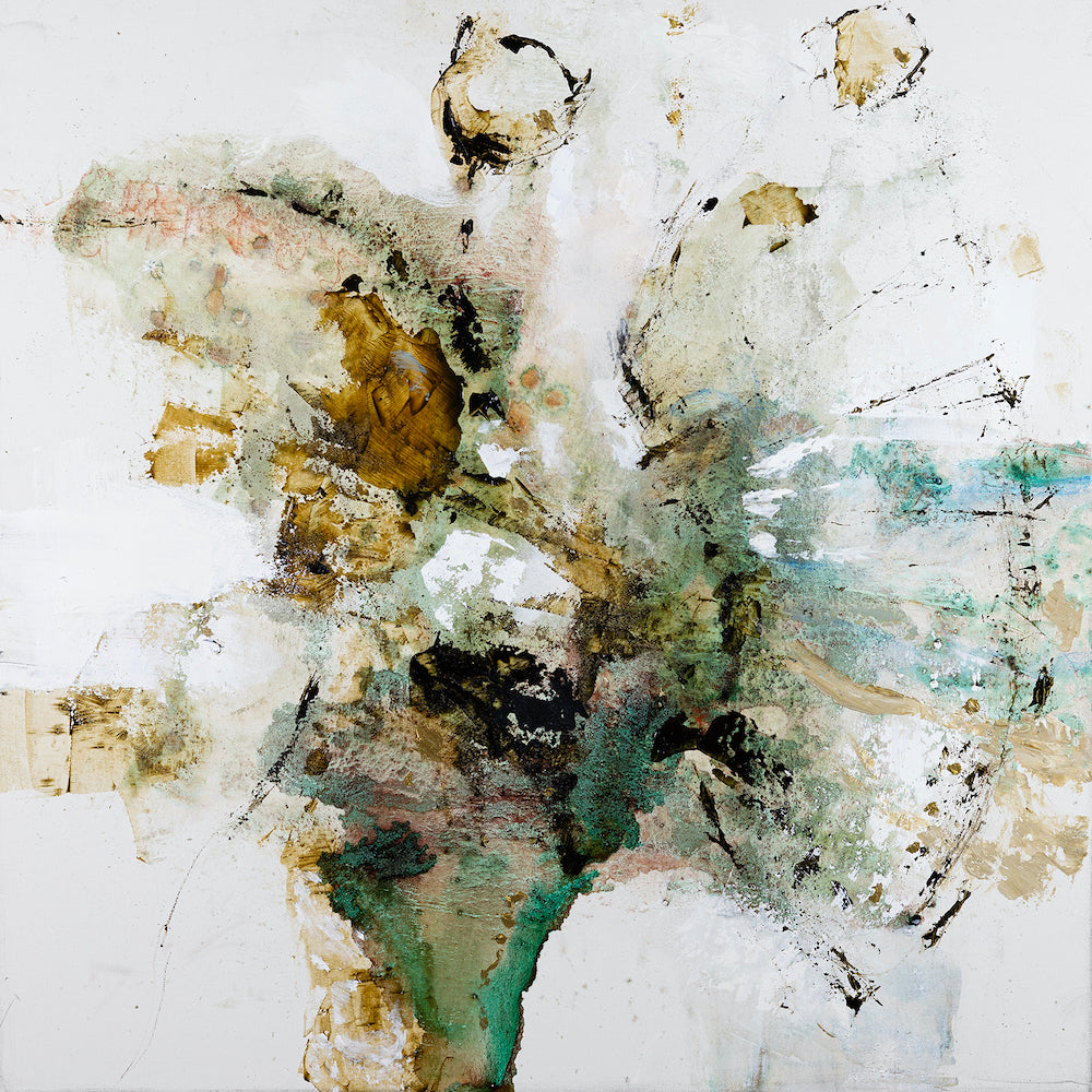 Limited gallery-level abstract fine art with rich earth tones and teal hues on rolled canvas, showcasing expert. - Inner Energy 5/AP/#616 - Abstract AP, Artist Proofs, Rolled Canvas