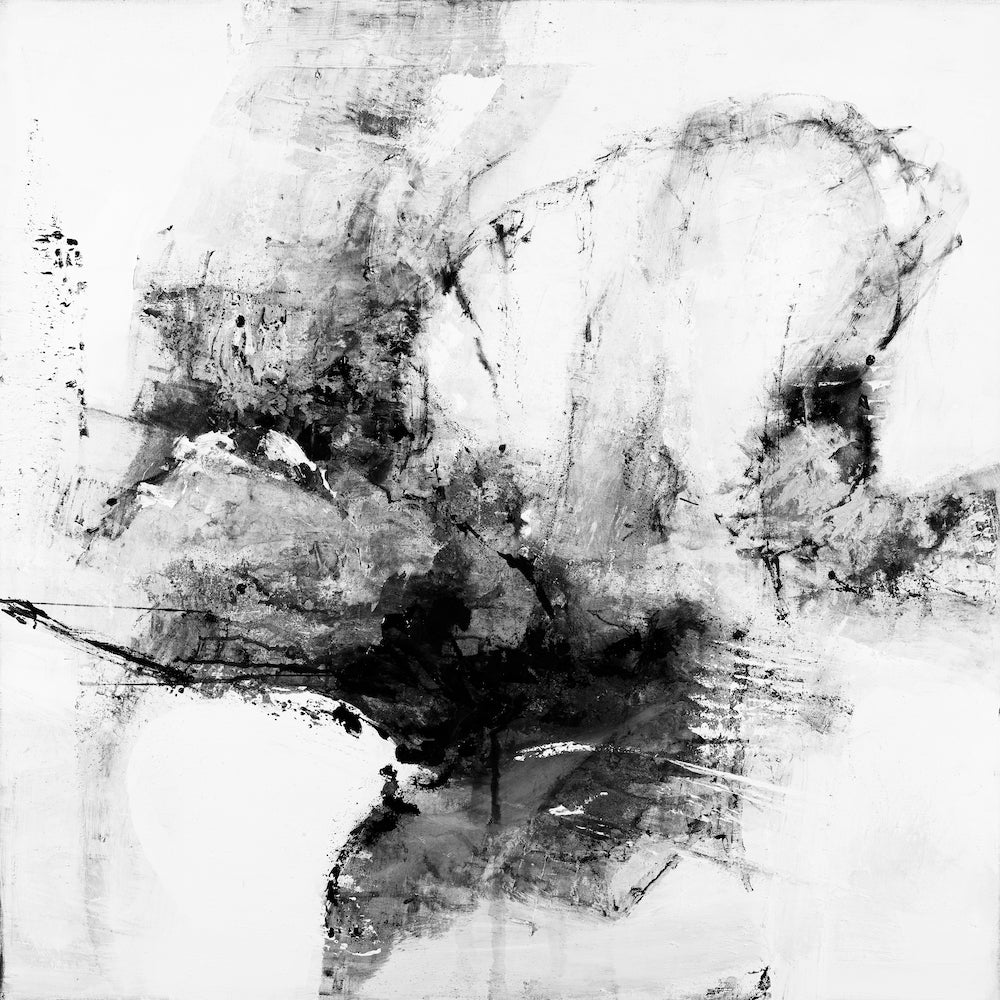 Limited edition fine art black and white abstract print on canvas, showcasing rich texture and gallery-level craftsmanship. - Inner Energy 6/#617/D - Abstract, Black & White, Color, Prints, Subject Matter
