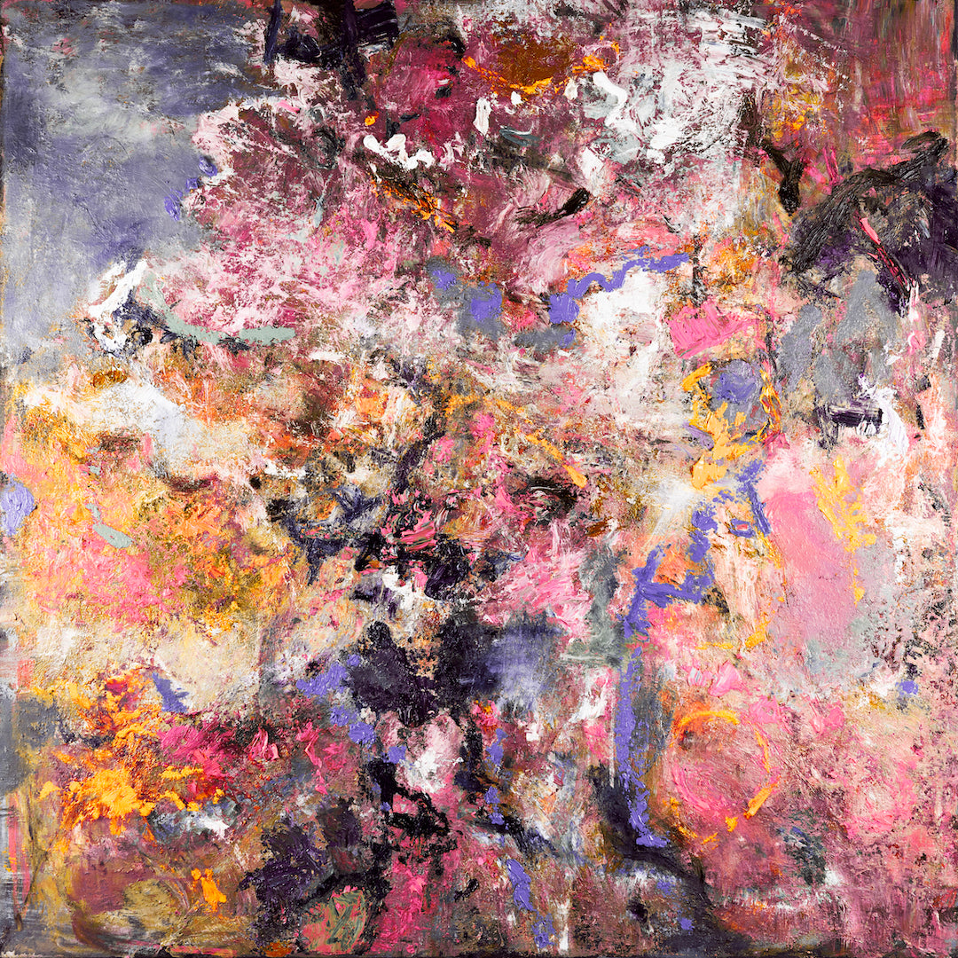 Limited edition fine art canvas featuring rich abstract patterns in oranges, reds, pinks, and purples with dynamic brushwork . - Armageddon/#639/C - Abstract, Color, Oranges, Prints, Reds, Subject Matter