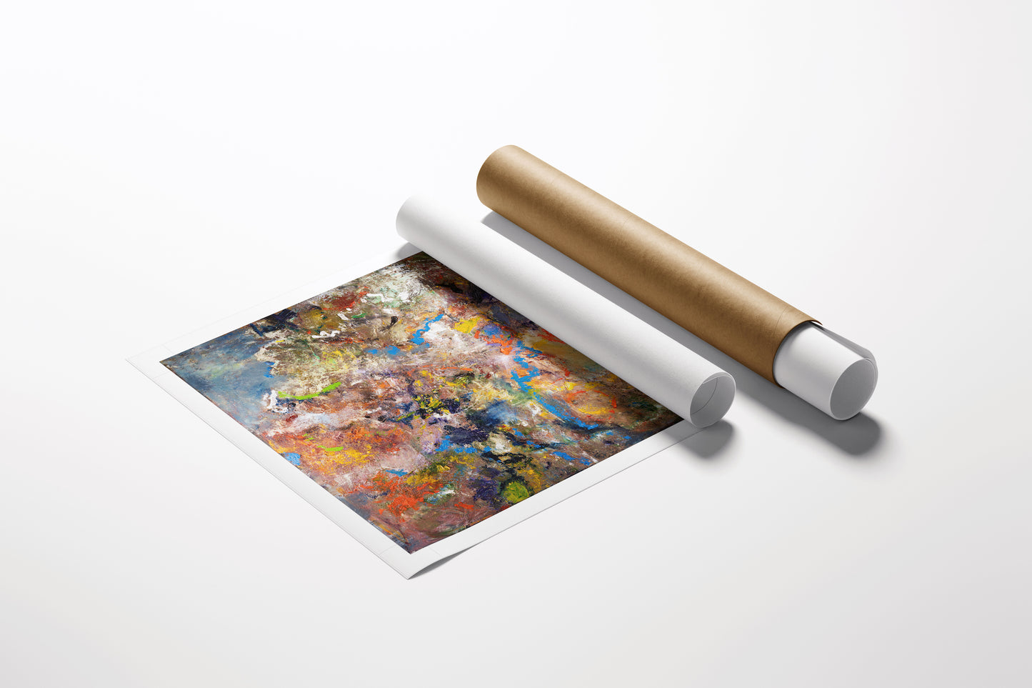Rolled limited edition abstract fine art print with rich colors and detailed craftsmanship on textured paper, displayed next . - Armageddon/AP/#639 - Abstract AP, Artist Proofs, Rolled Canvas