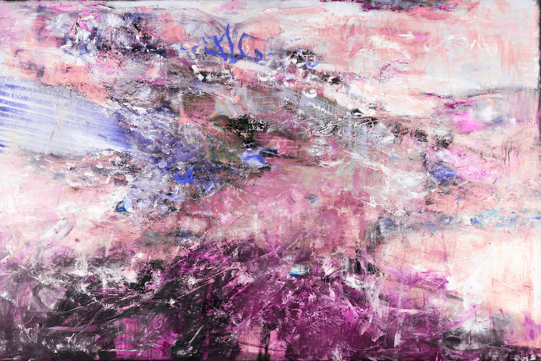 Limited edition fine art canvas displaying rich purples and reds in an abstract cosmic composition with high craftsmanship. - Astronomy Domine/#642/B - Abstract, Color, Prints, Purples, Reds, Subject Matter