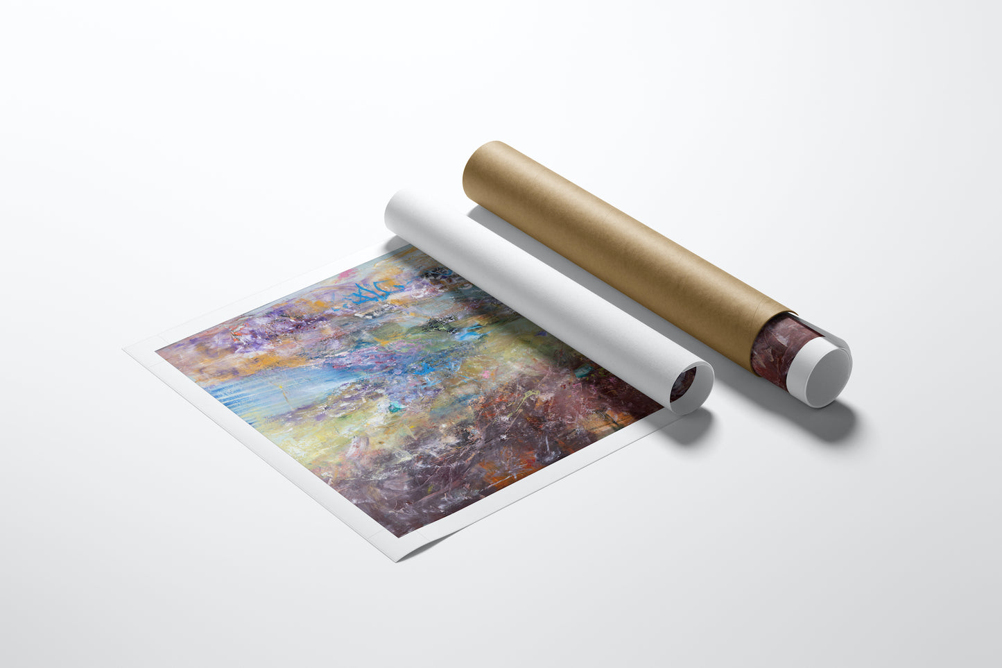 Rolled fine art canvas print with rich abstract colors in purple, blue, and gold, showcasing gallery-level craftsmanship and . - Astronomy Domine/AP/#642 - Abstract AP, Artist Proofs, Rolled Canvas