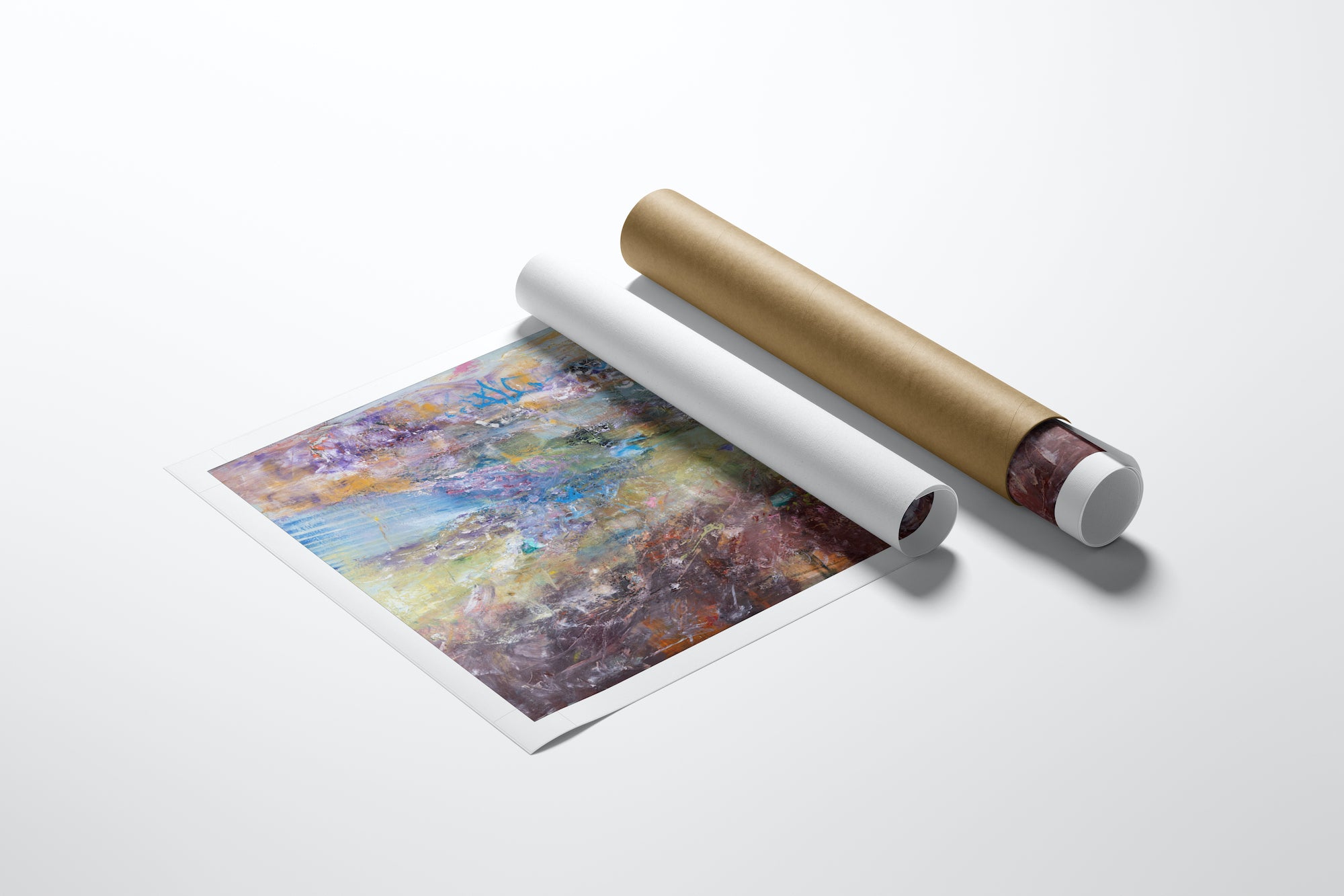 Rolled fine art canvas print with rich abstract colors in purple, blue, and gold, showcasing gallery-level craftsmanship and . - Astronomy Domine/AP/#642 - Abstract AP, Artist Proofs, Rolled Canvas
