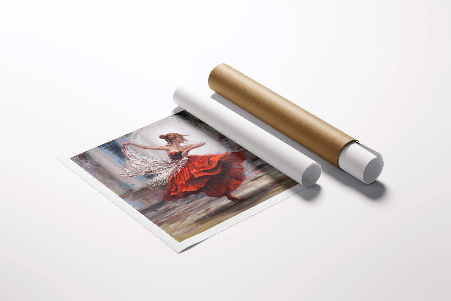 Limited edition fine art rolled canvas featuring a rich, gallery-level figurative dancer in vibrant red, showcasing. - Soul Flow/AP/#659 - Artist Proofs, Dancers AP, Figurative AP, Rolled Canvas
