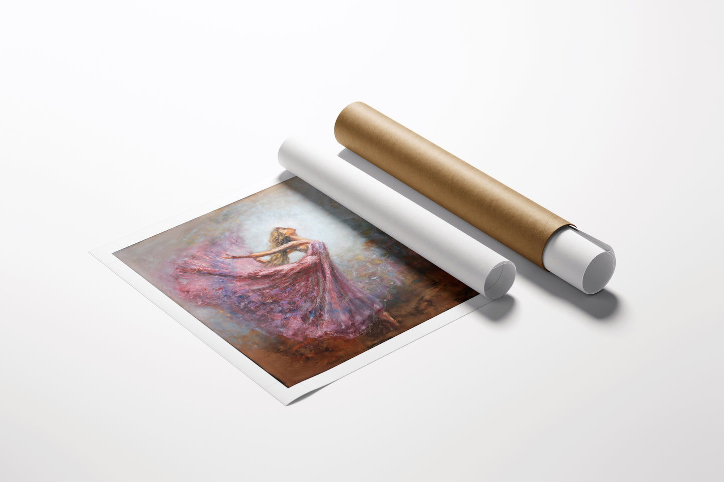 Limited edition fine art print featuring a graceful dancer in a rich, textured palette, rolled on high-quality canvas with. - Lightness of Being/AP/#674 - Artist Proofs, Dancers AP, Figurative AP, Rolled Canvas
