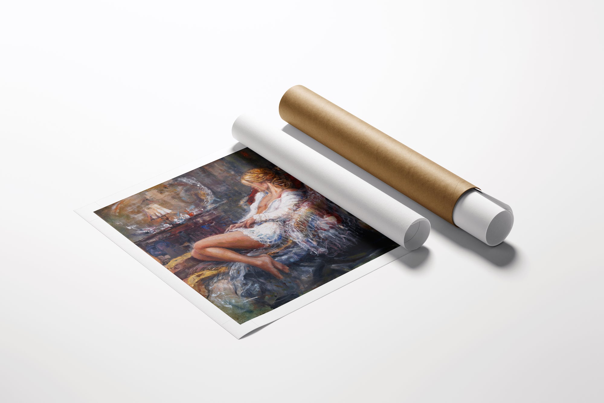 Rolled canvas fine art print featuring a rich, figurative satin and lace painting with gallery-level craftsmanship alongside . - Satin & Lace/AP/#683 - Artist Proofs, Figurative AP, Rolled Canvas