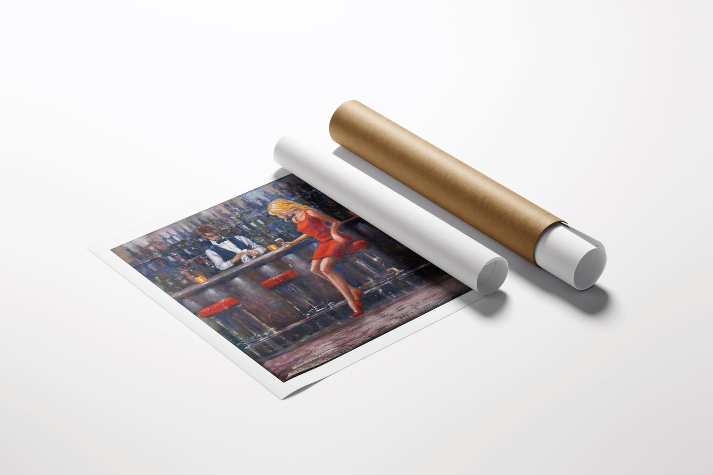 Limited fine art figurative print 'One Lonely Night' on rolled canvas, showcasing rich colors and gallery-level. - One Lonely Night/AP/#684 - Artist Proofs, Figurative AP, Rolled Canvas