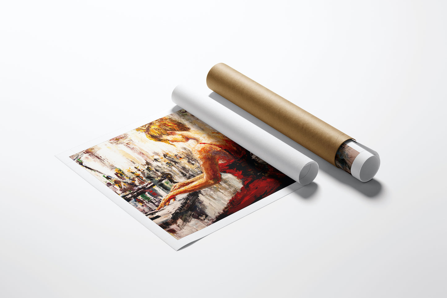 Limited edition fine art print of a rich, expressive figurative painting featuring a woman playing piano, on high-quality. - Sounds of Passion/AP/#88 - Artist Proofs, Figurative AP, Rolled Canvas, Women & Piano AP